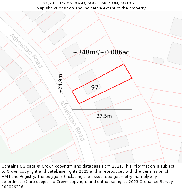97, ATHELSTAN ROAD, SOUTHAMPTON, SO19 4DE: Plot and title map