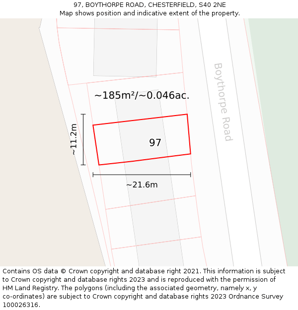 97, BOYTHORPE ROAD, CHESTERFIELD, S40 2NE: Plot and title map