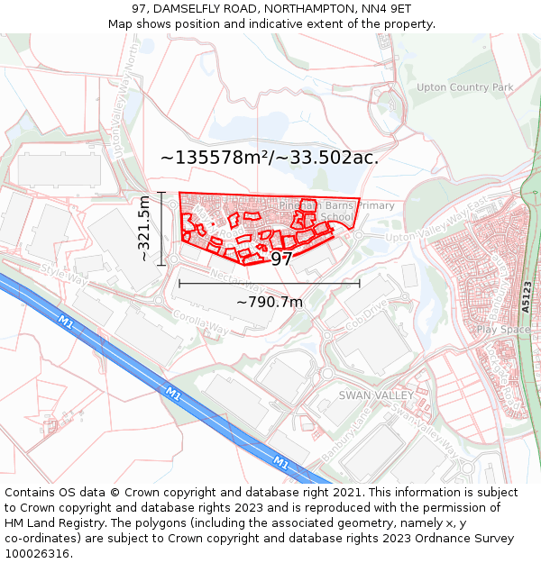 97, DAMSELFLY ROAD, NORTHAMPTON, NN4 9ET: Plot and title map
