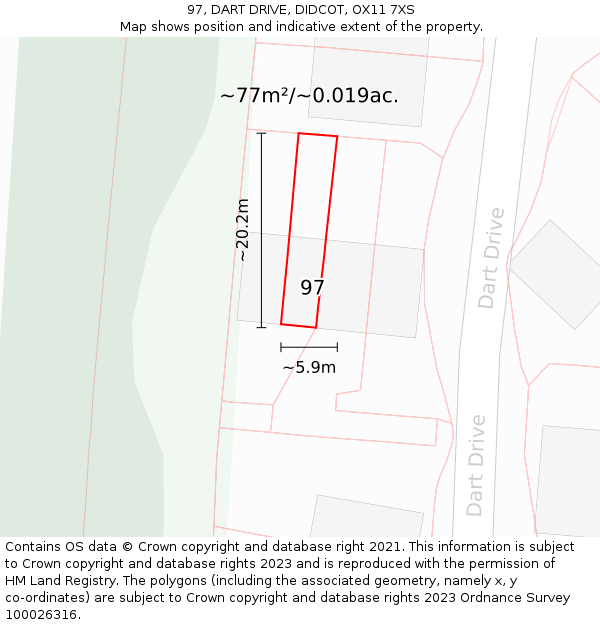 97, DART DRIVE, DIDCOT, OX11 7XS: Plot and title map