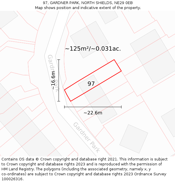 97, GARDNER PARK, NORTH SHIELDS, NE29 0EB: Plot and title map