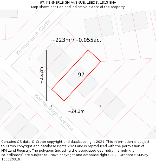 97, KENNERLEIGH AVENUE, LEEDS, LS15 8NH: Plot and title map