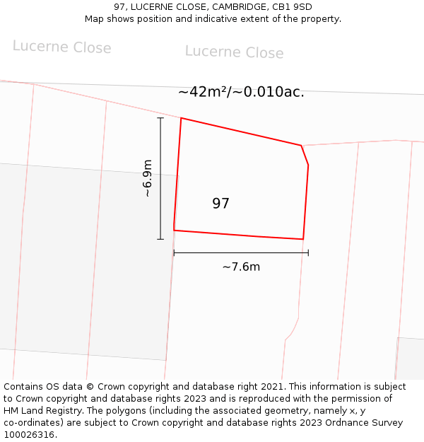 97, LUCERNE CLOSE, CAMBRIDGE, CB1 9SD: Plot and title map