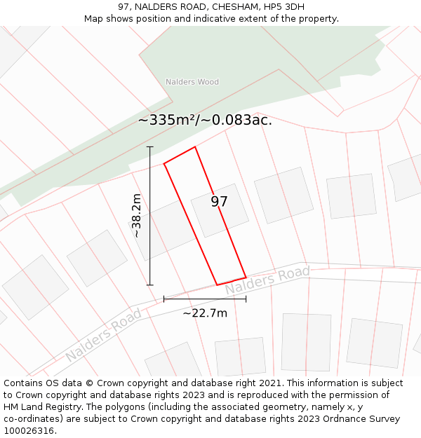 97, NALDERS ROAD, CHESHAM, HP5 3DH: Plot and title map