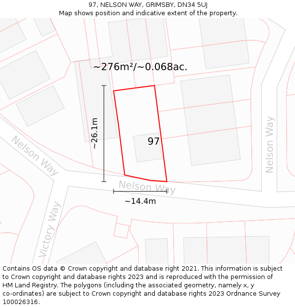 97, NELSON WAY, GRIMSBY, DN34 5UJ: Plot and title map
