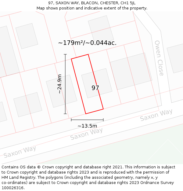 97, SAXON WAY, BLACON, CHESTER, CH1 5JL: Plot and title map
