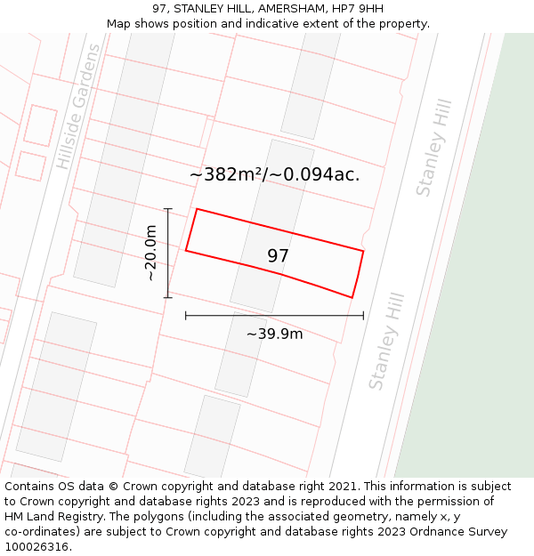 97, STANLEY HILL, AMERSHAM, HP7 9HH: Plot and title map
