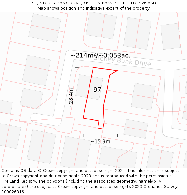 97, STONEY BANK DRIVE, KIVETON PARK, SHEFFIELD, S26 6SB: Plot and title map