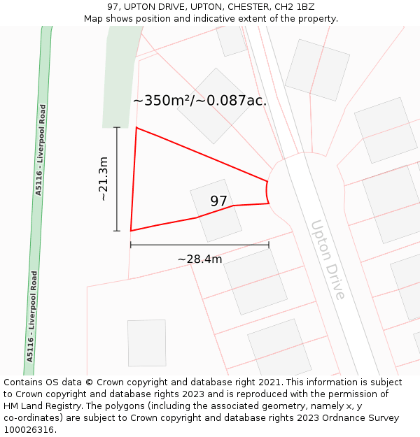 97, UPTON DRIVE, UPTON, CHESTER, CH2 1BZ: Plot and title map