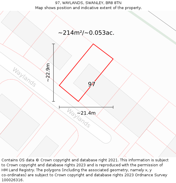 97, WAYLANDS, SWANLEY, BR8 8TN: Plot and title map
