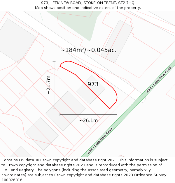 973, LEEK NEW ROAD, STOKE-ON-TRENT, ST2 7HQ: Plot and title map