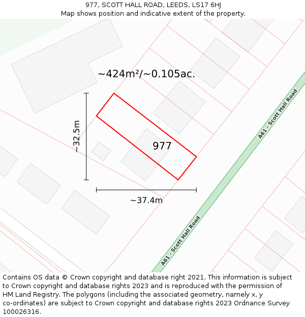 977, SCOTT HALL ROAD, LEEDS, LS17 6HJ: Plot and title map