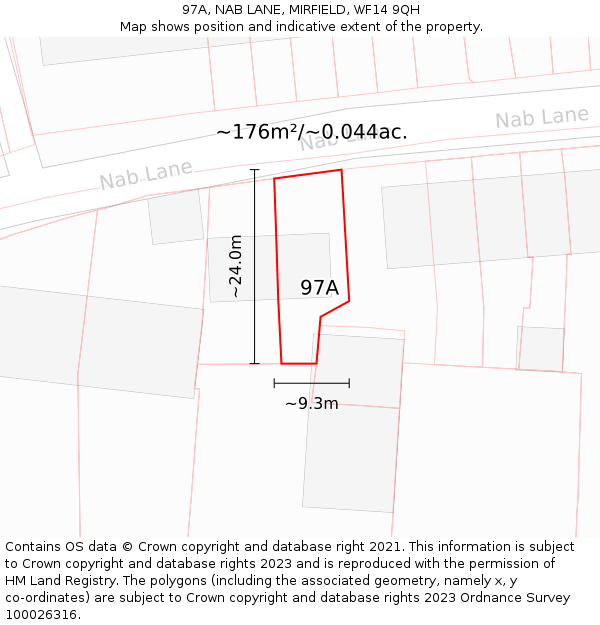 97A, NAB LANE, MIRFIELD, WF14 9QH: Plot and title map