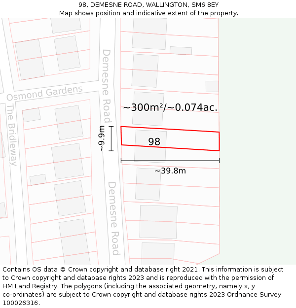 98, DEMESNE ROAD, WALLINGTON, SM6 8EY: Plot and title map