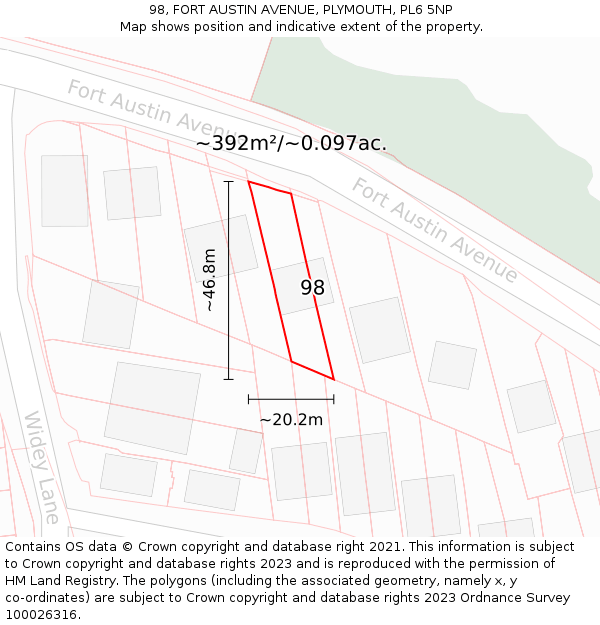 98, FORT AUSTIN AVENUE, PLYMOUTH, PL6 5NP: Plot and title map