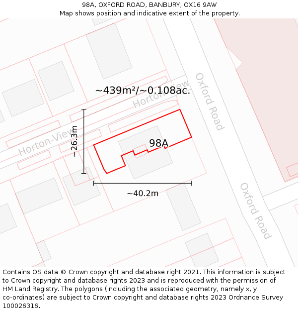 98A, OXFORD ROAD, BANBURY, OX16 9AW: Plot and title map