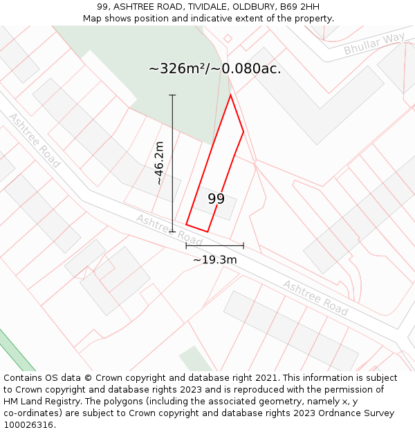 99, ASHTREE ROAD, TIVIDALE, OLDBURY, B69 2HH: Plot and title map