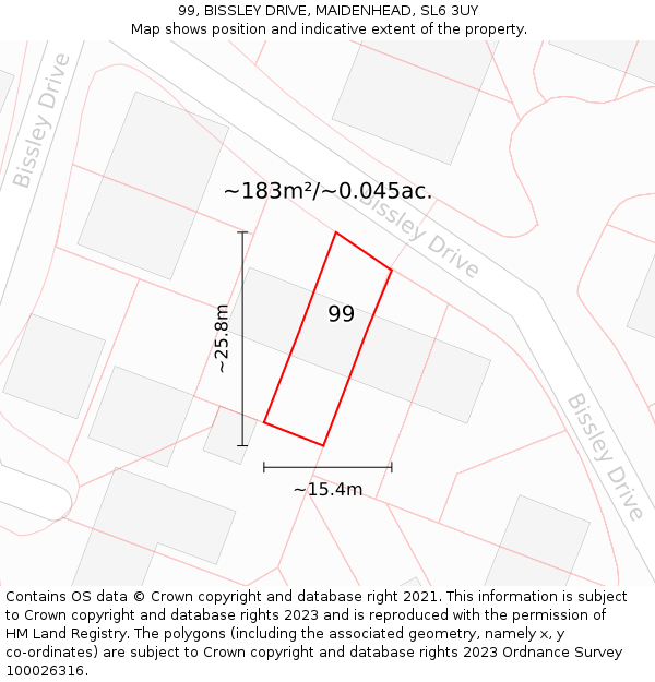 99, BISSLEY DRIVE, MAIDENHEAD, SL6 3UY: Plot and title map
