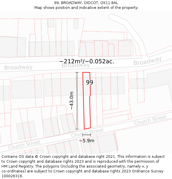 99, BROADWAY, DIDCOT, OX11 8AL: Plot and title map