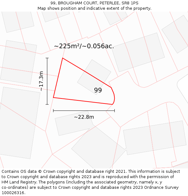 99, BROUGHAM COURT, PETERLEE, SR8 1PS: Plot and title map