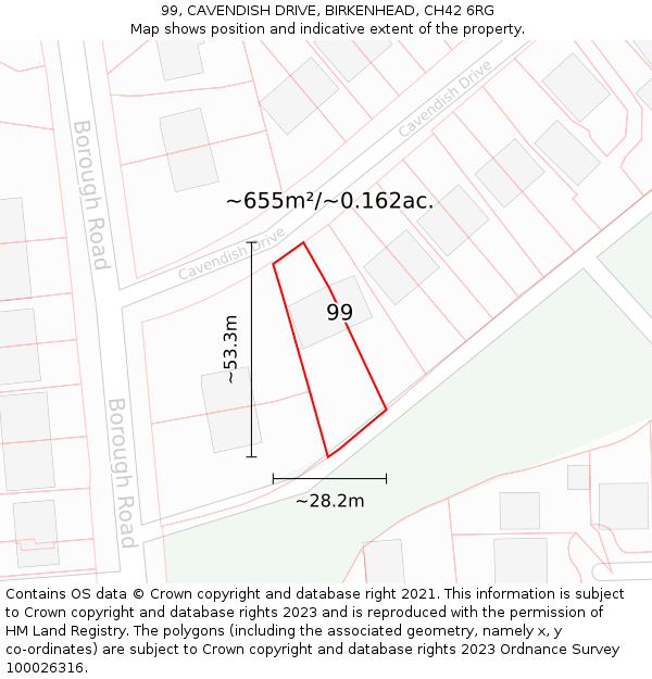 99, CAVENDISH DRIVE, BIRKENHEAD, CH42 6RG: Plot and title map