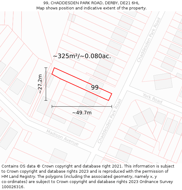 99, CHADDESDEN PARK ROAD, DERBY, DE21 6HL: Plot and title map