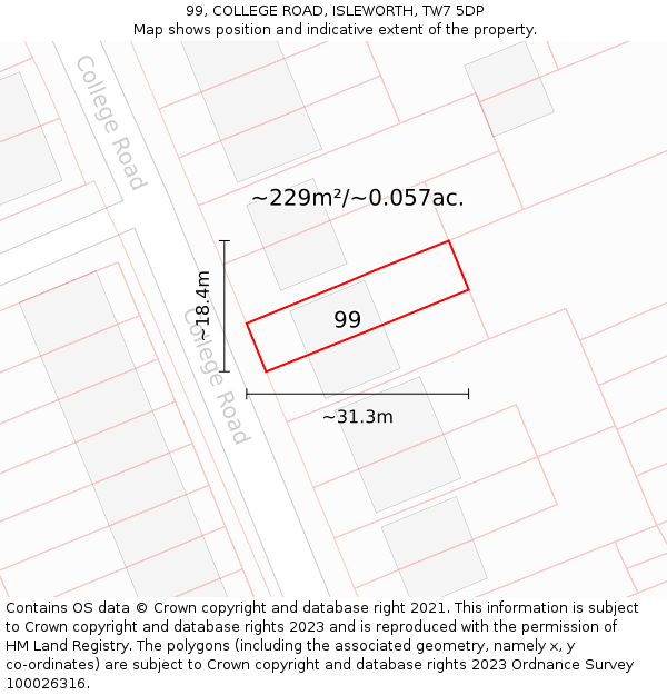 99, COLLEGE ROAD, ISLEWORTH, TW7 5DP: Plot and title map