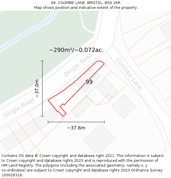 99, COOMBE LANE, BRISTOL, BS9 2AR: Plot and title map