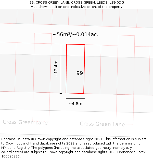 99, CROSS GREEN LANE, CROSS GREEN, LEEDS, LS9 0DG: Plot and title map