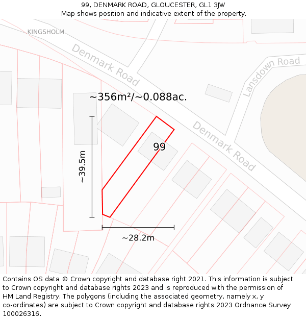 99, DENMARK ROAD, GLOUCESTER, GL1 3JW: Plot and title map