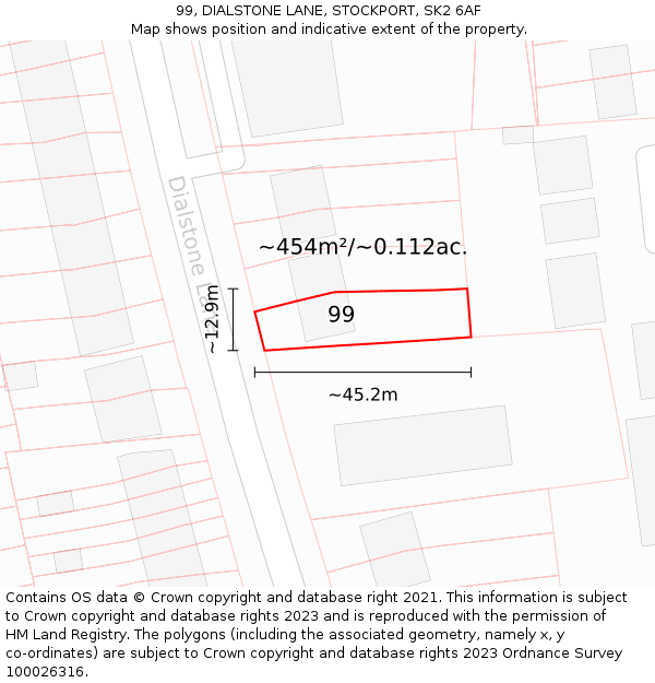 99, DIALSTONE LANE, STOCKPORT, SK2 6AF: Plot and title map