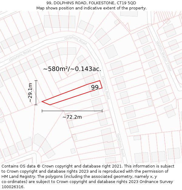 99, DOLPHINS ROAD, FOLKESTONE, CT19 5QD: Plot and title map