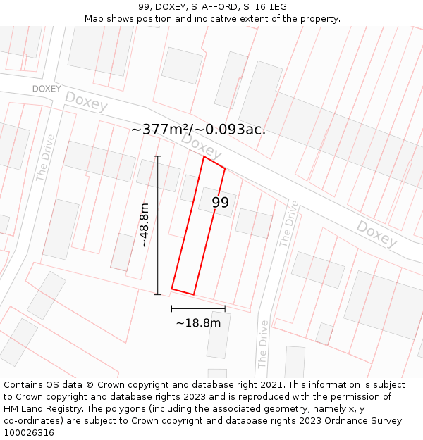 99, DOXEY, STAFFORD, ST16 1EG: Plot and title map