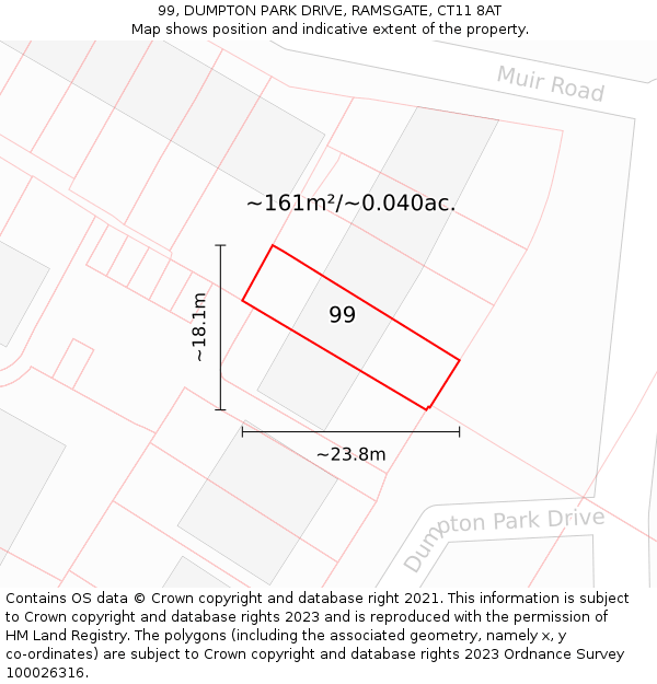 99, DUMPTON PARK DRIVE, RAMSGATE, CT11 8AT: Plot and title map