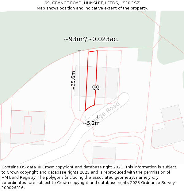 99, GRANGE ROAD, HUNSLET, LEEDS, LS10 1SZ: Plot and title map