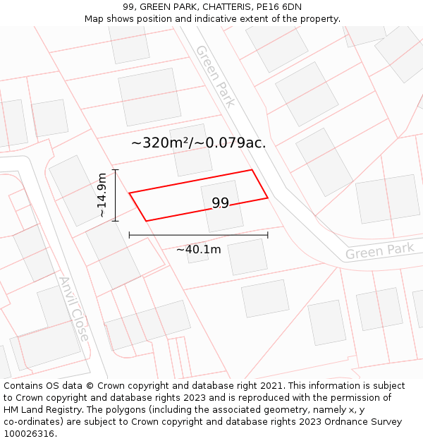 99, GREEN PARK, CHATTERIS, PE16 6DN: Plot and title map