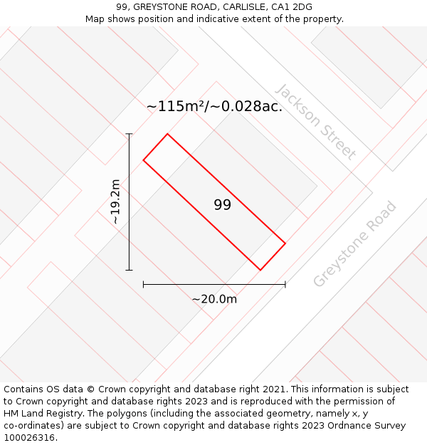 99, GREYSTONE ROAD, CARLISLE, CA1 2DG: Plot and title map