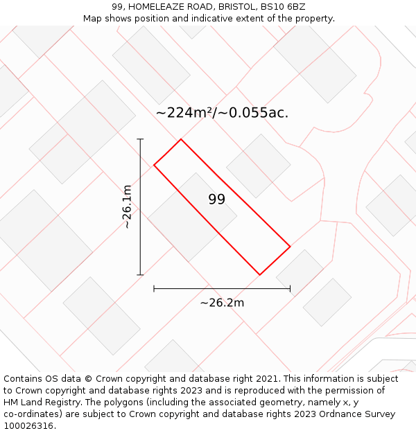 99, HOMELEAZE ROAD, BRISTOL, BS10 6BZ: Plot and title map