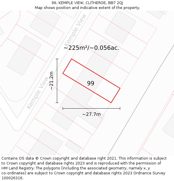 99, KEMPLE VIEW, CLITHEROE, BB7 2QJ: Plot and title map