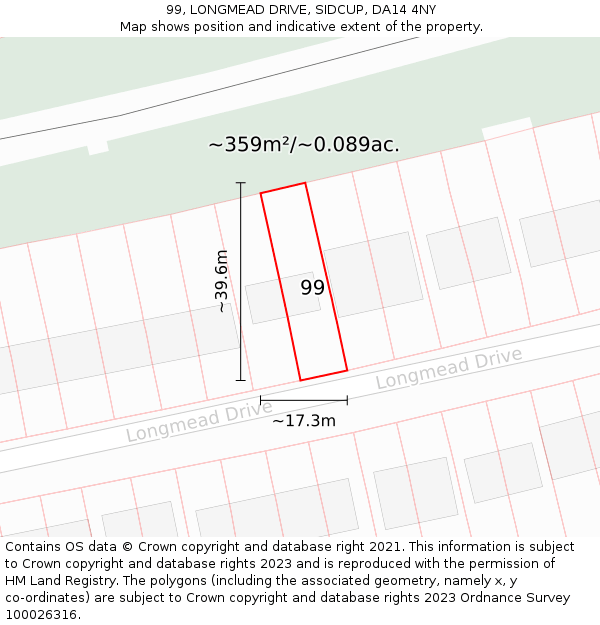 99, LONGMEAD DRIVE, SIDCUP, DA14 4NY: Plot and title map