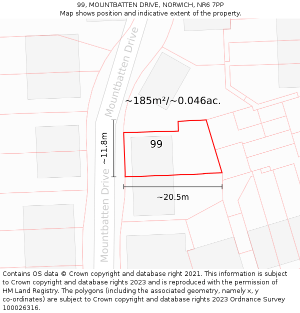99, MOUNTBATTEN DRIVE, NORWICH, NR6 7PP: Plot and title map
