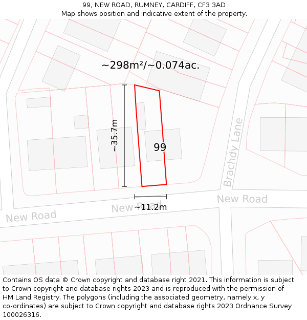 99, NEW ROAD, RUMNEY, CARDIFF, CF3 3AD: Plot and title map