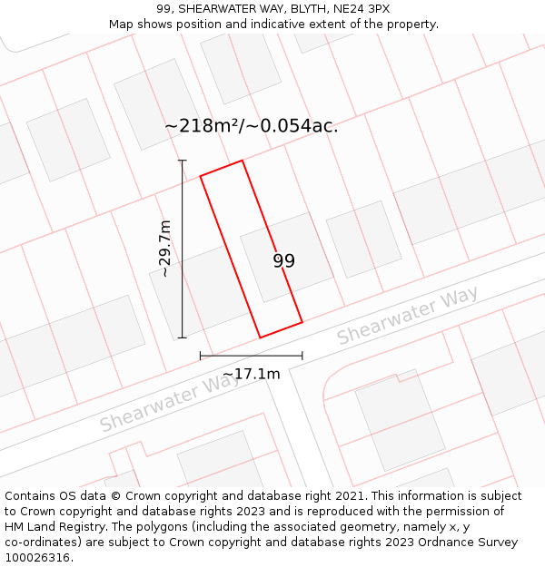 99, SHEARWATER WAY, BLYTH, NE24 3PX: Plot and title map