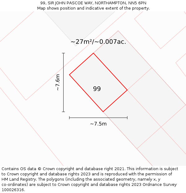 99, SIR JOHN PASCOE WAY, NORTHAMPTON, NN5 6PN: Plot and title map
