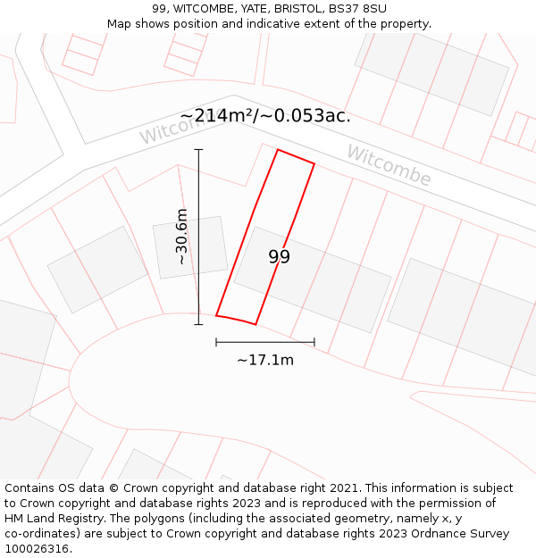 99, WITCOMBE, YATE, BRISTOL, BS37 8SU: Plot and title map