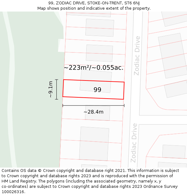 99, ZODIAC DRIVE, STOKE-ON-TRENT, ST6 6NJ: Plot and title map