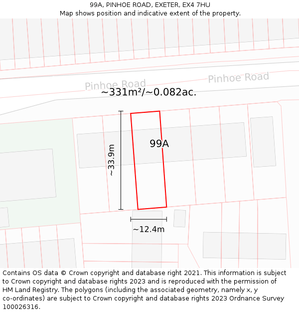 99A, PINHOE ROAD, EXETER, EX4 7HU: Plot and title map