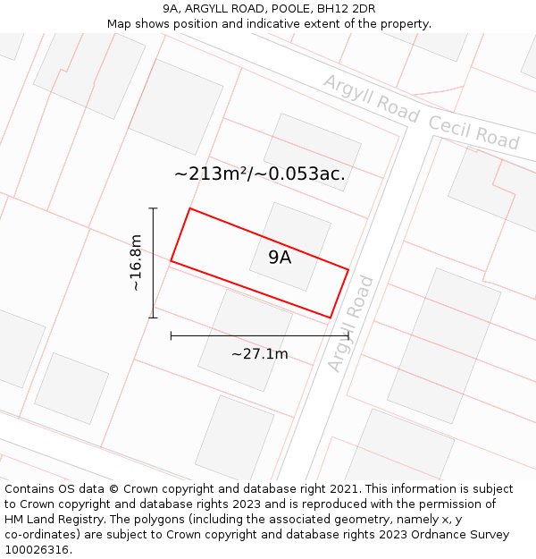 9A, ARGYLL ROAD, POOLE, BH12 2DR: Plot and title map