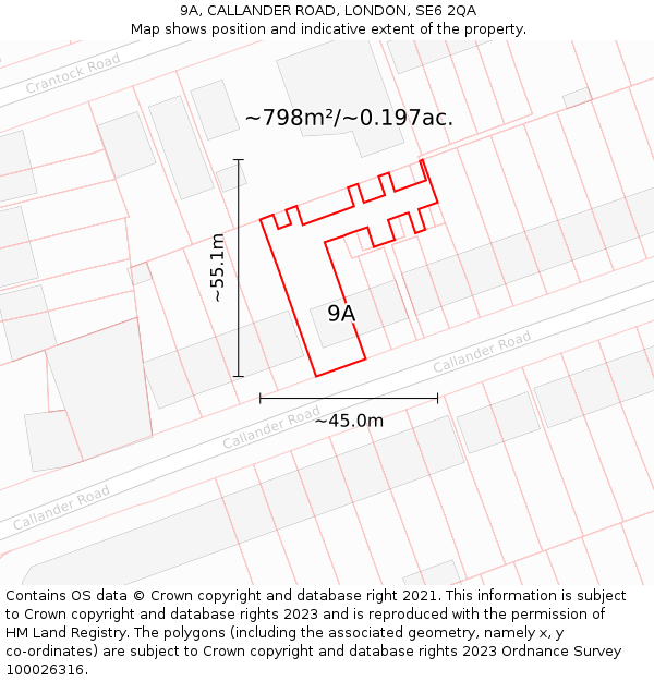 9A, CALLANDER ROAD, LONDON, SE6 2QA: Plot and title map
