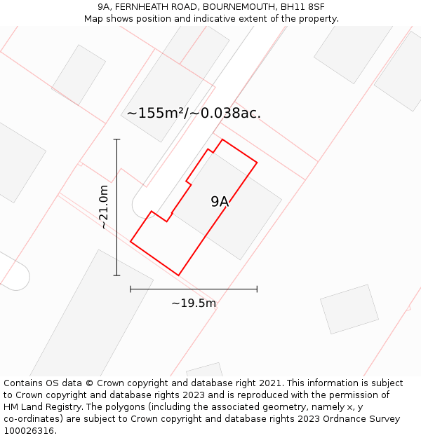 9A, FERNHEATH ROAD, BOURNEMOUTH, BH11 8SF: Plot and title map